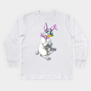 Bobtail BunnyCat: Blue Point (Pink) Kids Long Sleeve T-Shirt